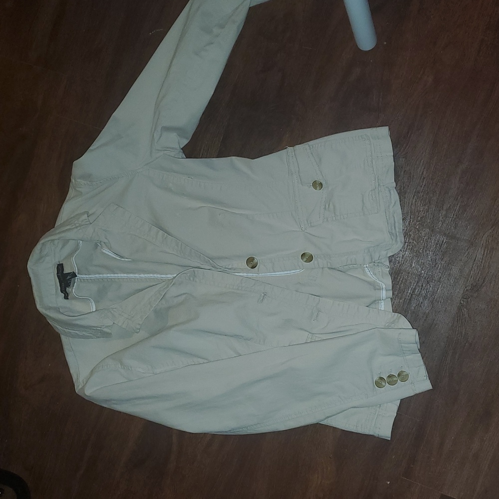 Cream Beige New York And Company Jacket with Button Details